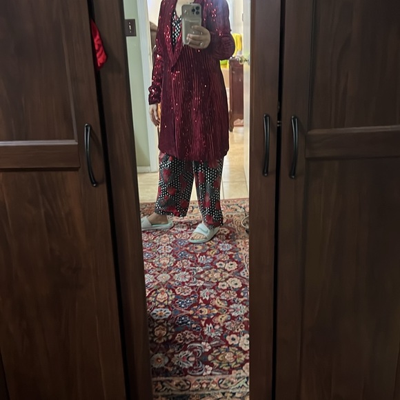 City Vibes double breasted, velvet sequence, blazer, and coat - Picture 7 of 7